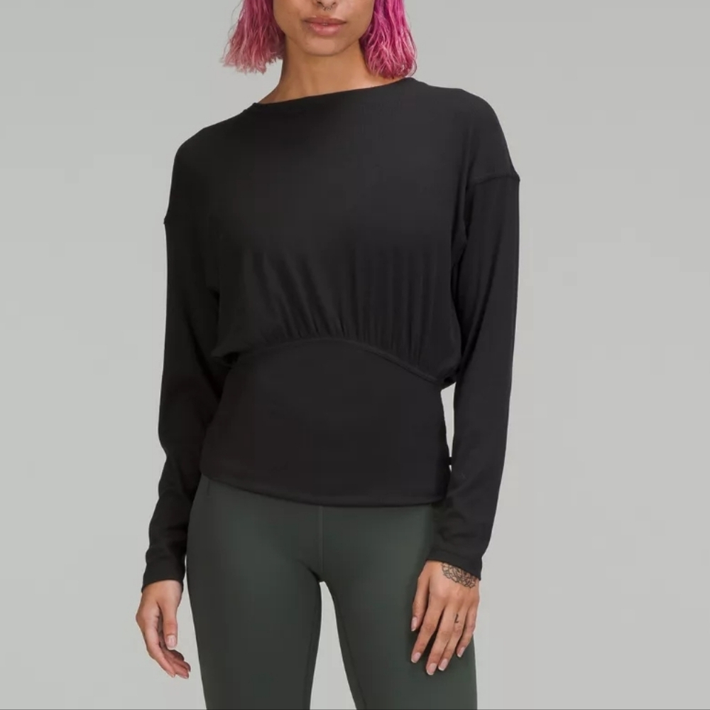 Lululemon Modal-Silk  Black Ribbed Long Sleeve Top 12